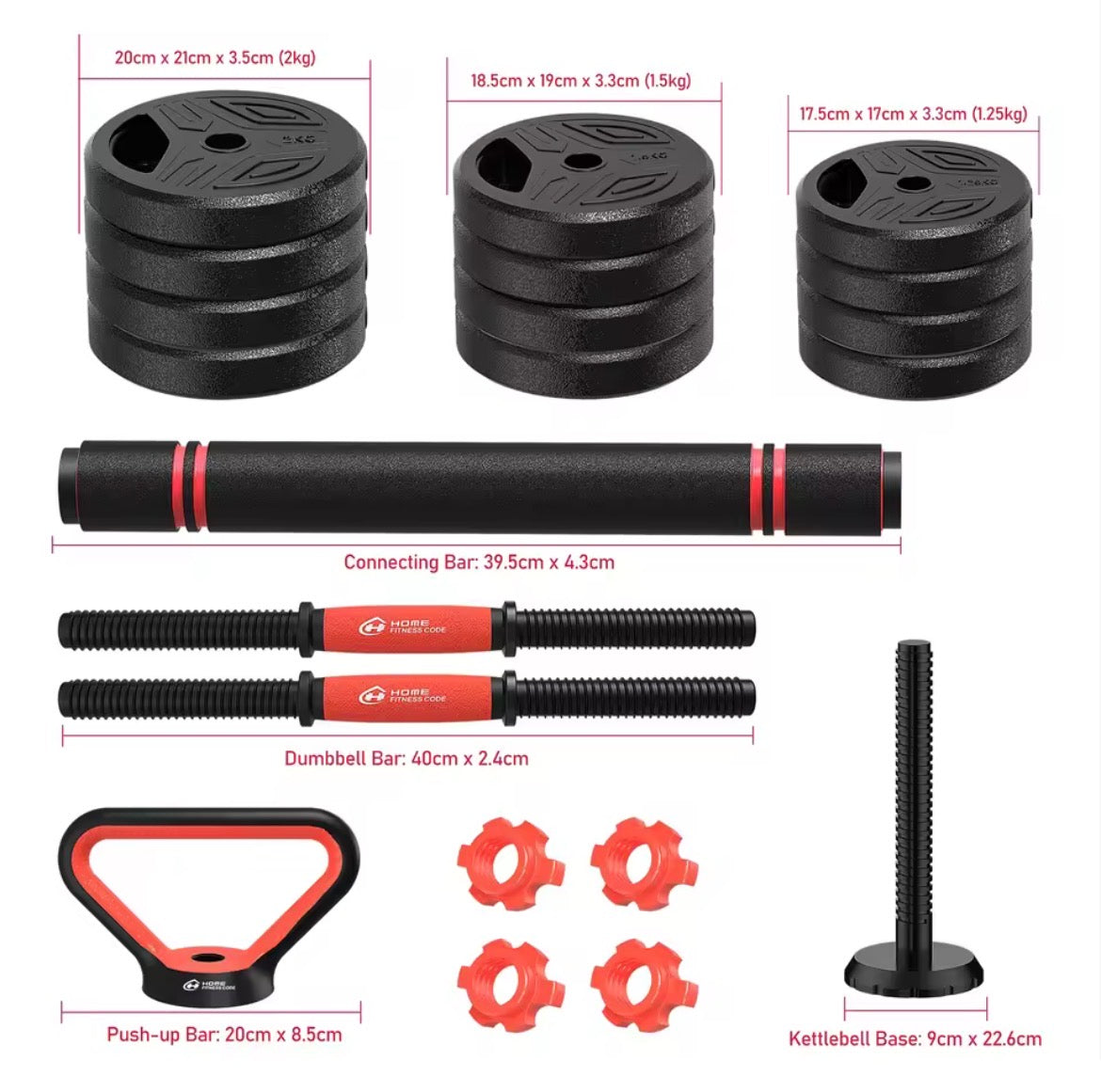3 in 1 Adjustable Dumbell Barbell Set | 20kg