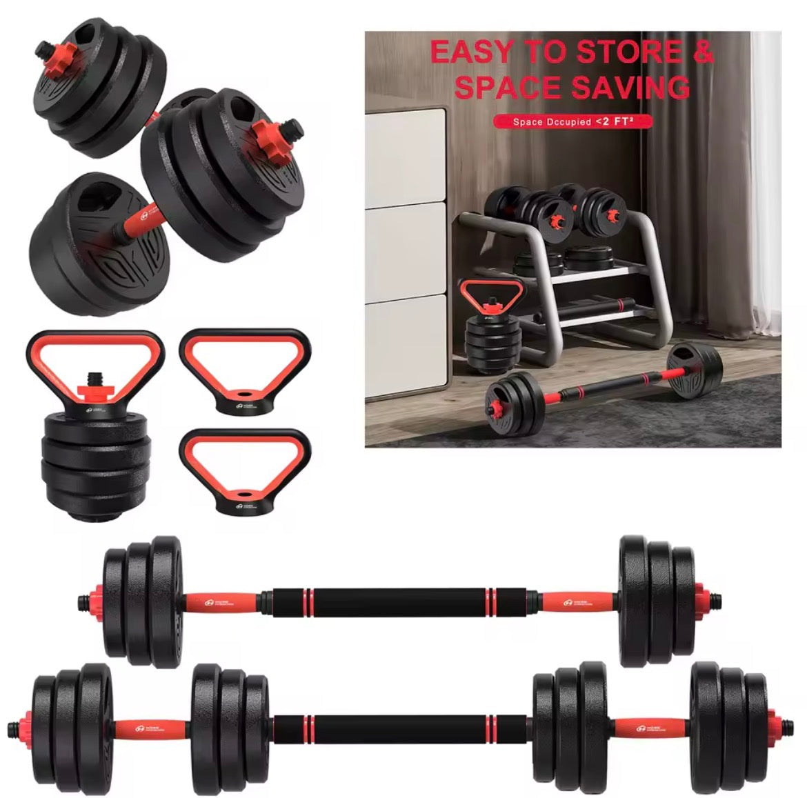 3 in 1 Adjustable Dumbell Barbell Set | 20kg
