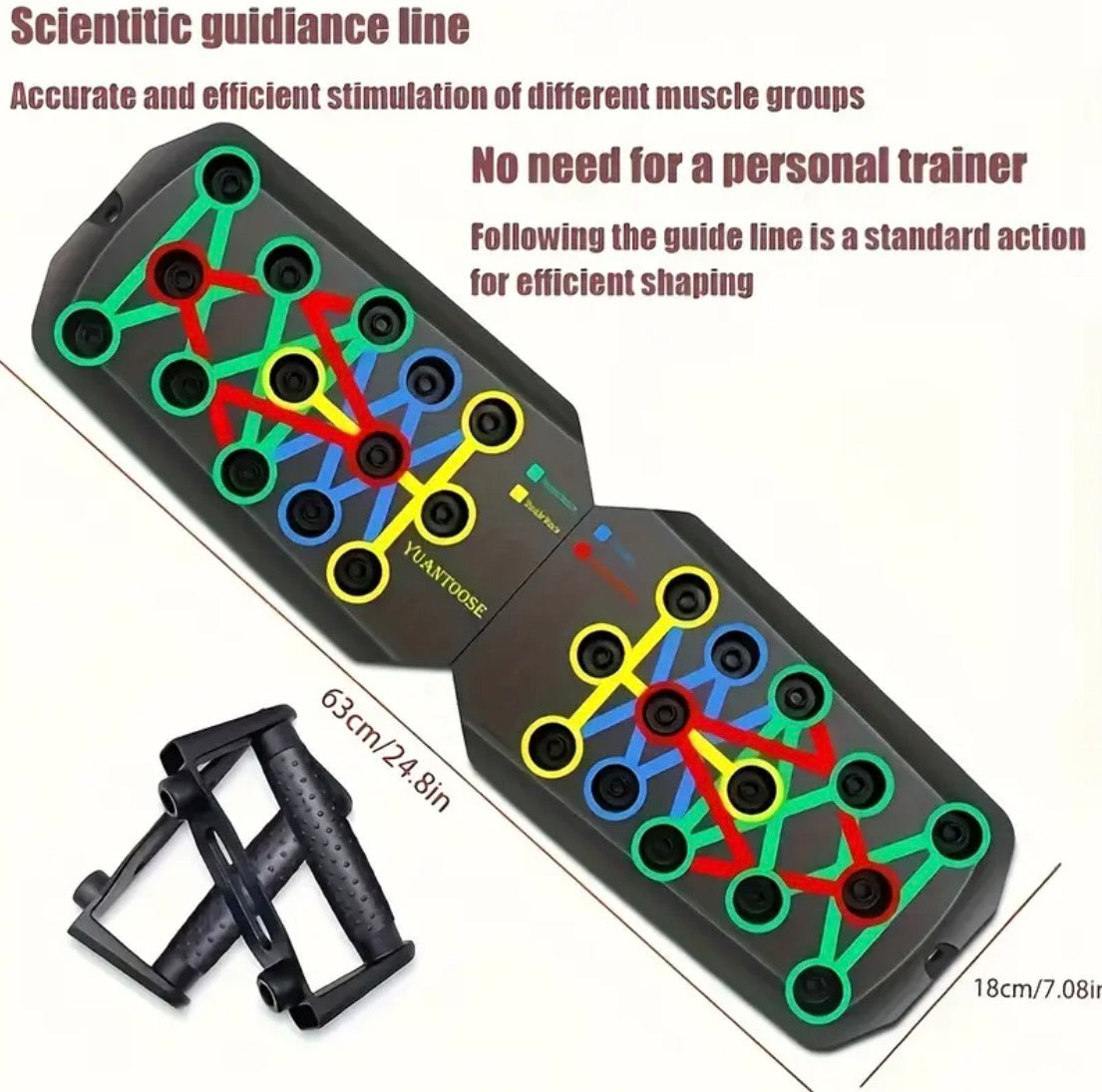 Push Up Board | Multi Position Adjustable 28 Hole Home Gym with Resistance Bands